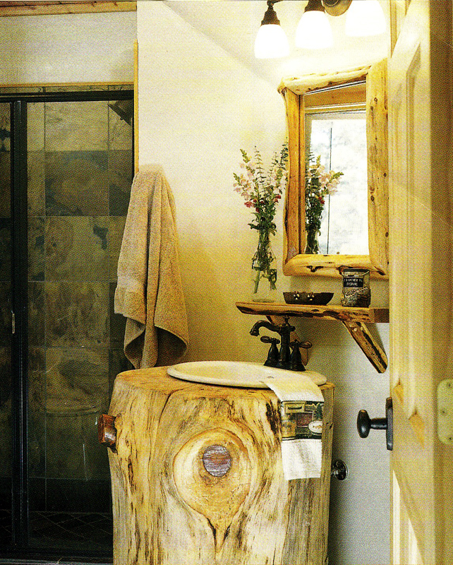 Log Home Pedestal Sink Shaped Like A Log Log Homes Guide